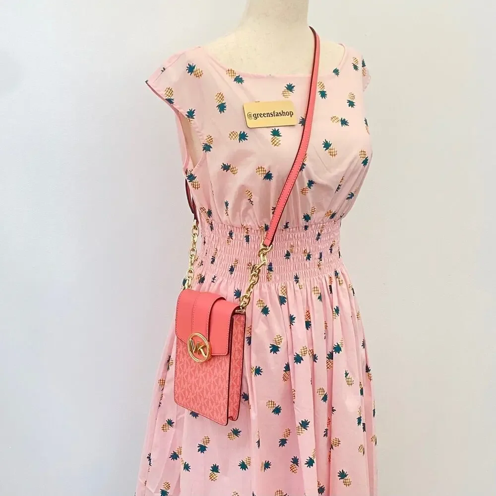 Michael Kors Purse Carmen Phone Crossbody Bag  Grapefruit - Picture 10 of 11